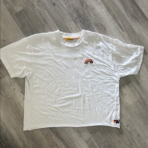 Aviator Nation White Tee with Rainbow Chest Patch